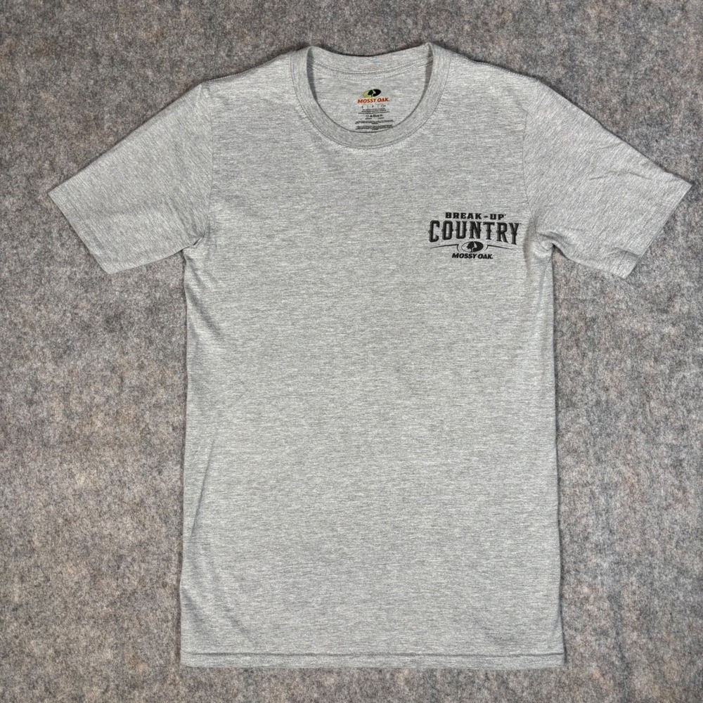 Mossy Oak Graphic T-Shirt Mens S Grey Break-Up Country Hunting Buck deer hunt